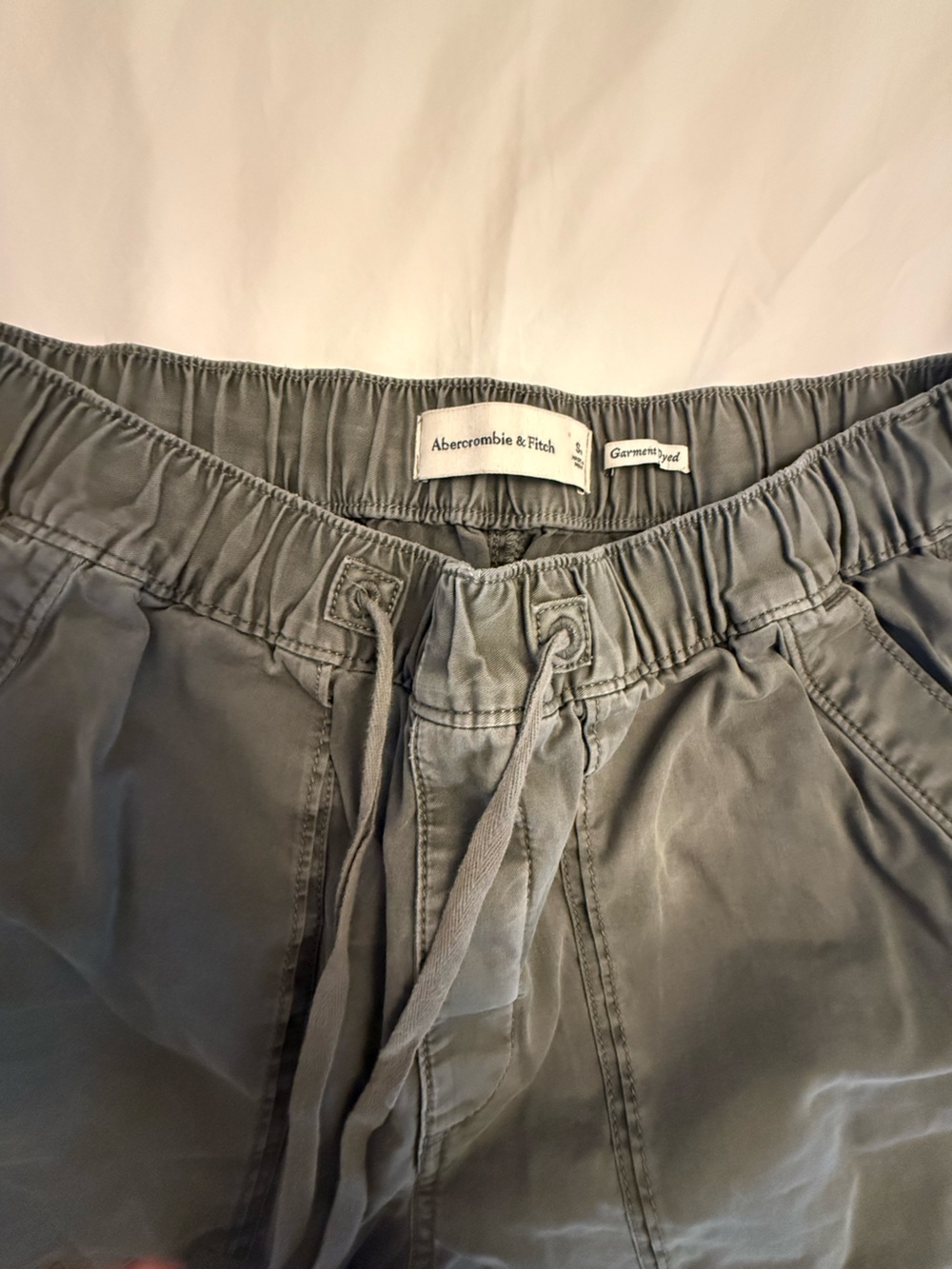 Abercrombie Fitch Baggy Cargo Pants Women S Army Green Pull-on Drawstring Zipper - Picture 4 of 4